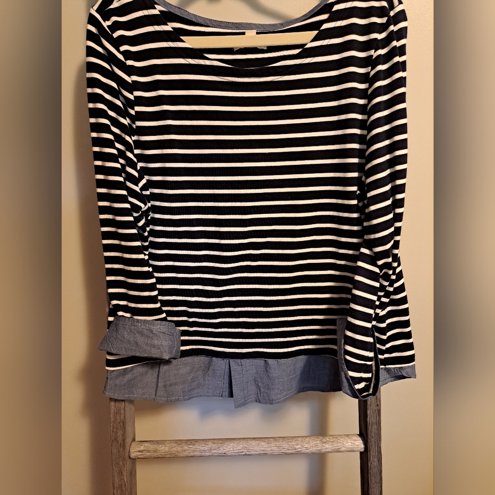 Per S. XL Navy Stripped Top with denim cuffs and bottom. So cute. $10